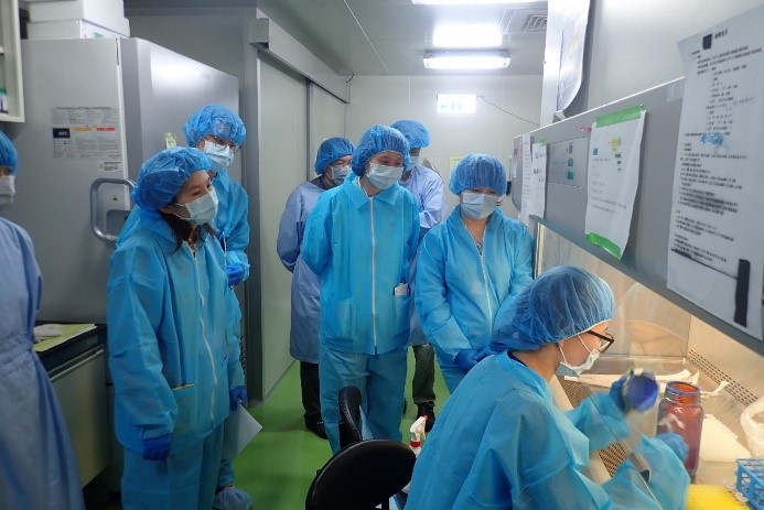 Preliminary screening laboratory personnel learning the pretreatment procedure (tissue homogenization) of suspected African swine fever specimens.