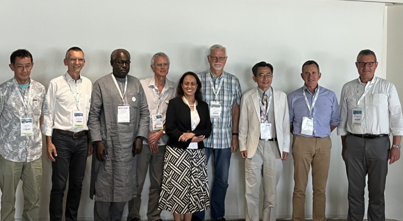 The nine new Board members of the International Society for Horticultural Science, representing (from left to right): Japan (the host of the next International Horticulture Congress), Europe, Africa, Oceania, South America, North America, Asia (Taiwan, Professor Yao-Chien Alex Chang), the new president, and the executive director.